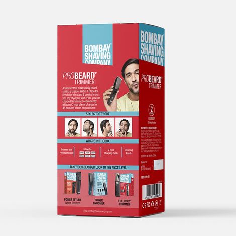 Bombay Shaving Company Beard Trimmer | Type-C charging | Pro Beard Trimmer | 4 Combs | 45 min runtime