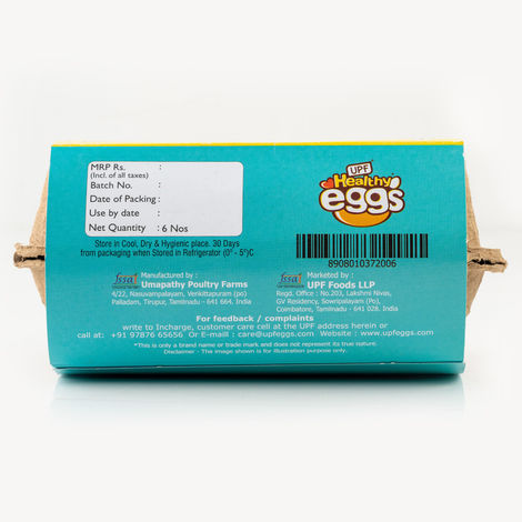 UPF Healthy White - Large Eggs, 6 Pieces | Protein Rich | Veg Feed | Infertile