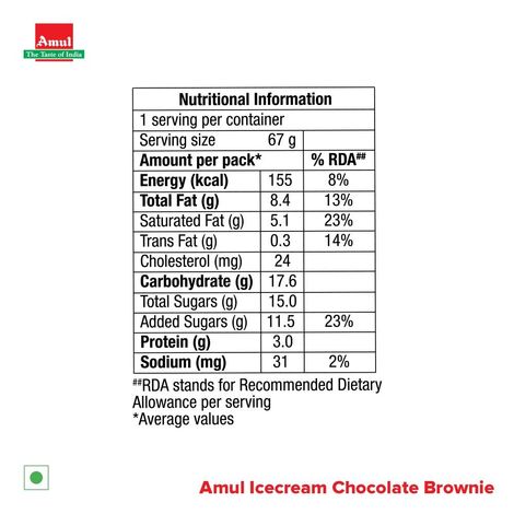Amul Chocolate Brownie Ice Cream