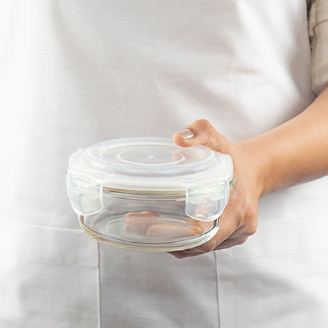 Borosil Klip N Store Storage Container With Airtight Lid (400 ml) | Borosilicate Glass