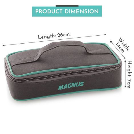 Magnus Glock Solid Glass Lunch Box | Flat Pouch & 2 Square Microwave Safe Containers | 320ml Each