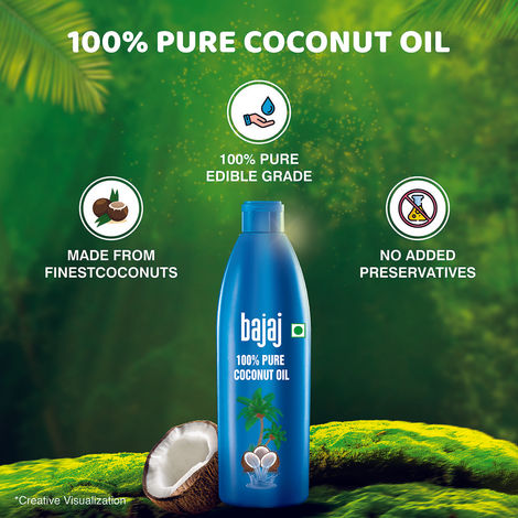 Bajaj 100% Pure Coconut Oil | Made with Premium Grade 1 Quality Coconuts