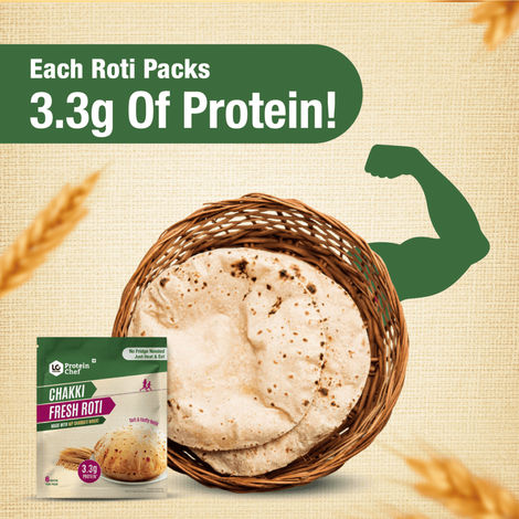 Protein Chef Whole Wheat Roti | Non Frozen | Fresh | MP Sharbati Atta | Ready to Cook Chapati