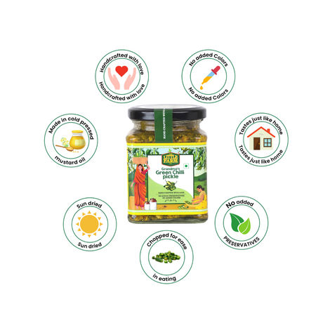 The Little Farm Co. Green Chilli Pickle Achaar | No Added Preservatives
