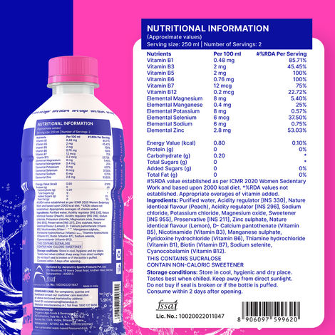 Fast&Up Dryp Vitamin Water | Zero Sugar - Zero Calories - Peach Flavour