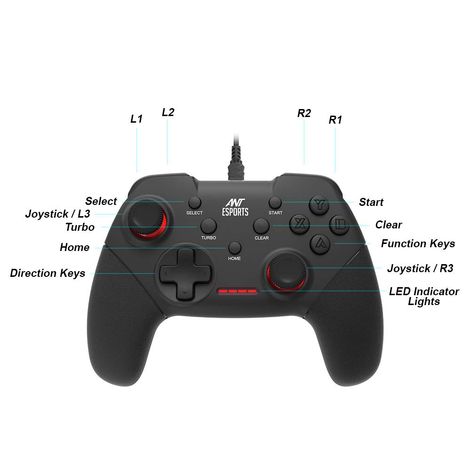 Ant Esports GP100 Controller Joysticks for PC (Windows 7/8/8.1/10) / PS3 / Andriod/Steam Gaming Wired Gamepad - Black