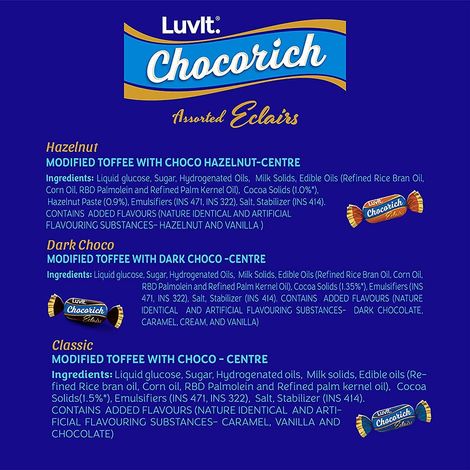 Luvit Chocorich Eclairs Assorted Pack Chocolate | Hazelnut | Dark Choco