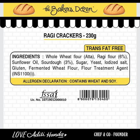 The Baker's Dozen Zero Maida Ragi Crackers Baked Millet Snack
