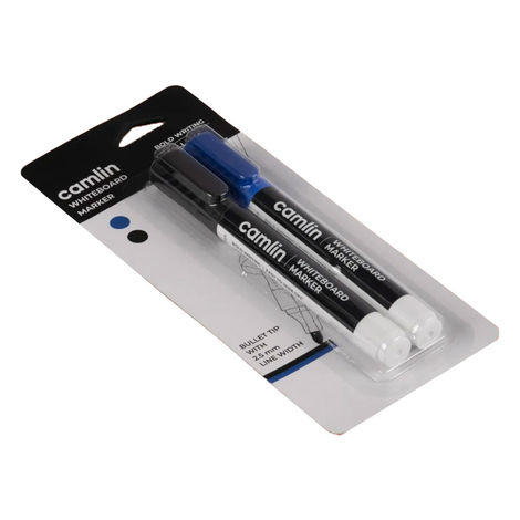 Camlin Whiteboard Marker - Pack Of 2 Assorted Colors (Black, Blue)