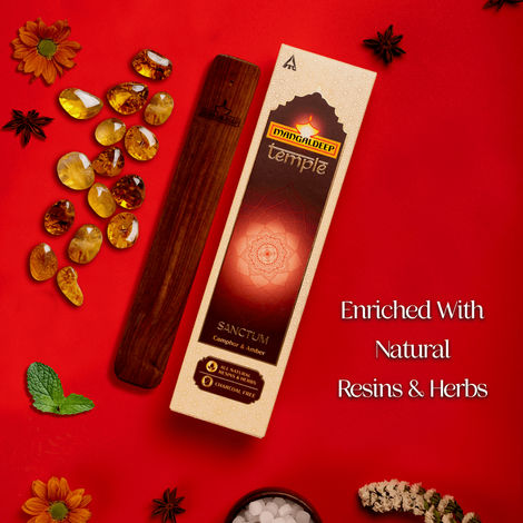 Mangaldeep Temple Sanctum - With Camphor & Amber Infused Fragrances - Hand Rolled Premium Incense