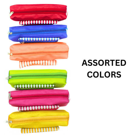 Double Zipper Multi design Stationery/Travel Pouch, Assorted Color