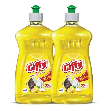 Giffy Concentrated Liquid Dish Wash Gel, Active Salt and Lime - 2X Faster Tough Grease Removal
