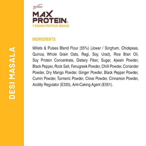 Ritebite Max Protein Desi Masala 10G Multigrain Protein Chips, Healthy Snacks & Munchies