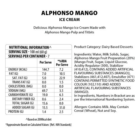 Baskin Robbins Alphonso Mango Ice Cream Tub