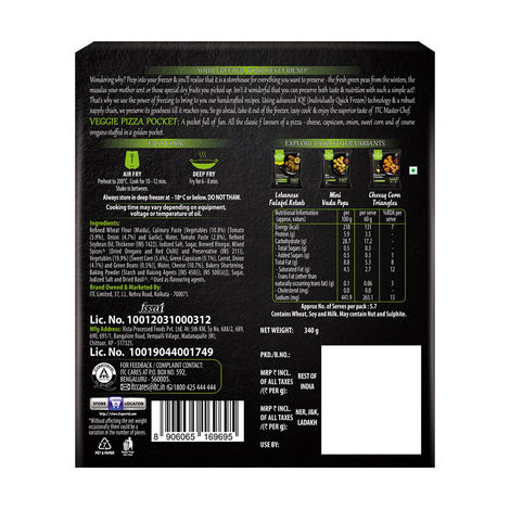 ITC Master Chef Veggie Pizza Pocket | With Real Cheese | 9 pieces