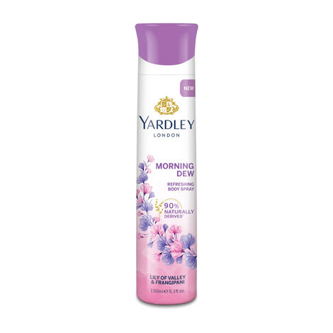 Yardley London Morning Dew Deodorant - Lily of Valley and Frangipani Fragrance - Naturally Derived