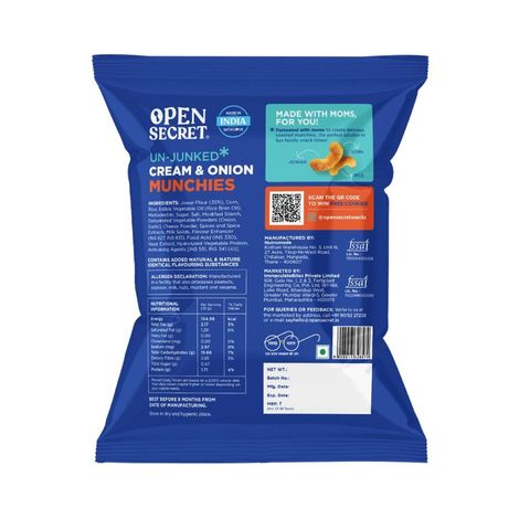 Open Secret Cream & Onion Puff Snacks - Not Fried