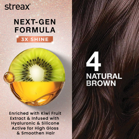 Streax Gel Hair Colour For Women, Natural Brown 4 |No Ammonia Hair Color|100% Grey Coverage