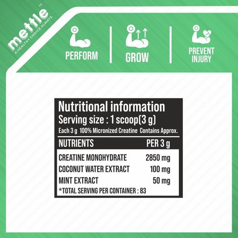 Getmymettle Pure+ Micronized Creatine With Mint & Coconut Water Extract Creatine (Unflavored)