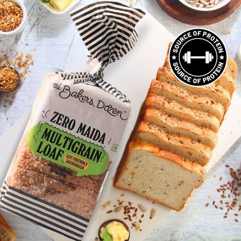 The Baker's Dozen Zero Maida Multigrain Bread - No Palm Oil No Preservative 100% Wholewheat