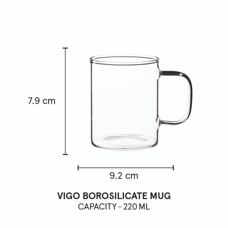 Sanjeev Kapoor Vigo Borosilicate Mug 220 Ml - Set Of 6 Pcs