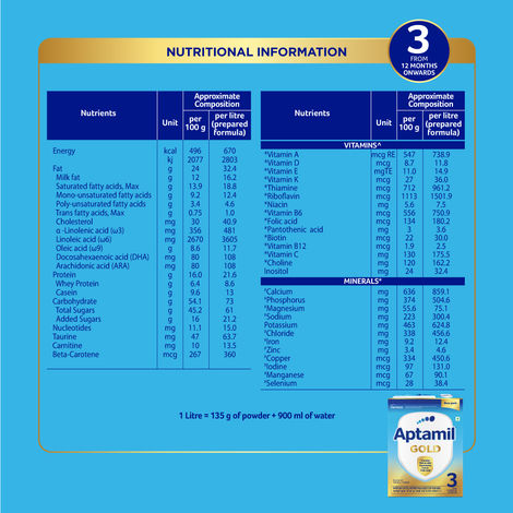 Aptamil Gold Stage 3 Follow Up Infant Formula Milk Powder For Babies