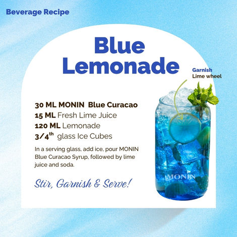 Monin Bleu Curacao Syrup for Cocktail |Mocktails | Mixers