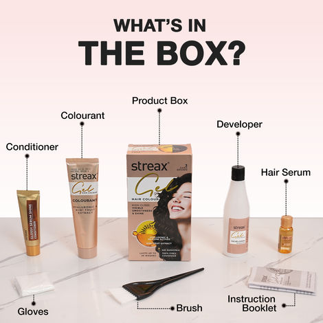 Streax Gel Hair Colour For Women, Natural Brown 4 |No Ammonia Hair Color|100% Grey Coverage