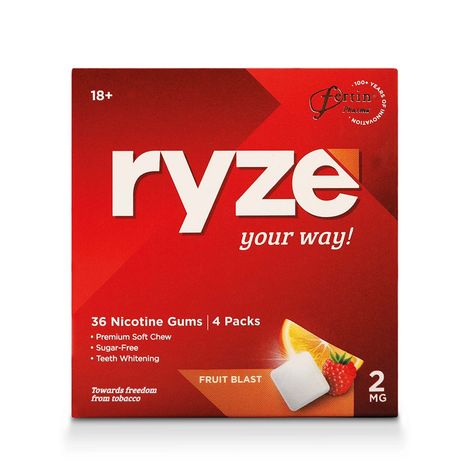 Ryze Nrt 2Mg (Fruit Blast) Nicotine Gums Single Pack - 9 Gum Blister