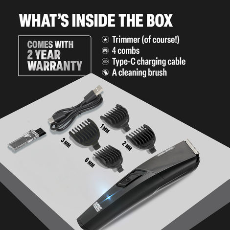 Bombay Shaving Company Beard Trimmer | Type-C charging | Pro Beard Trimmer | 4 Combs | 45 min runtime