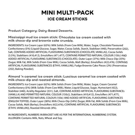 Baskin Robbins Mini Ice cream Sticks Pack - Mississippi Mud | Almond N' Caramel