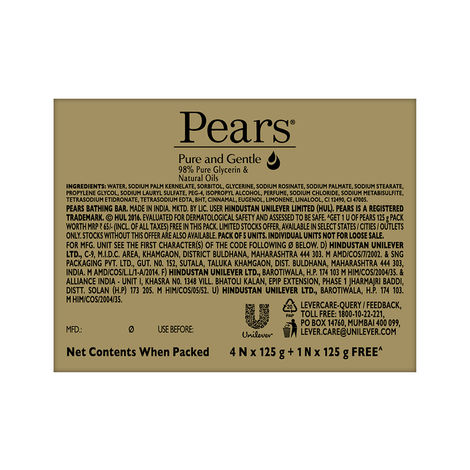 Pears Moisturising Bathing Bar Soap with Glycerine Pure & Gentle - For Golden Glow