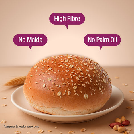 High Protein Burger Bun (No Maida) - Made with MP Sharbati Wheat