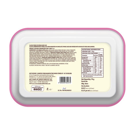 Baskin Robbins Classic Fudge Ice Cream Roll Cake Slice