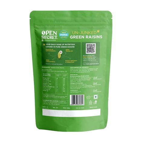 Open Secret Premium Green Raisins (Kishmish) - Rich in Fibre,Healthy Snacking