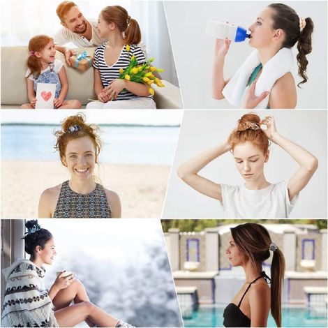 Bronson Professional Hair Scrunchies, Hair Bands Satin, Velvet, Chiffon, Cotton - (Mix Colour)