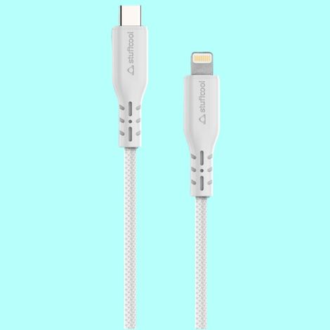 Stuffcool Alto TYpe-C To Lightning Charging Cable - White | Braided and Fast Charging | Super Flexible