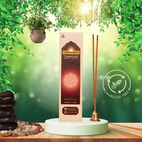 Mangaldeep Temple Sanctum - With Camphor & Amber Infused Fragrances - Hand Rolled Premium Incense