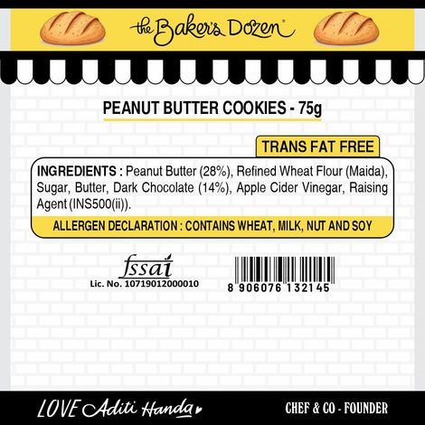 The Baker's Dozen High Protein Peanut Butter Cookies Biscuits | Artificial Colour-free Cookies