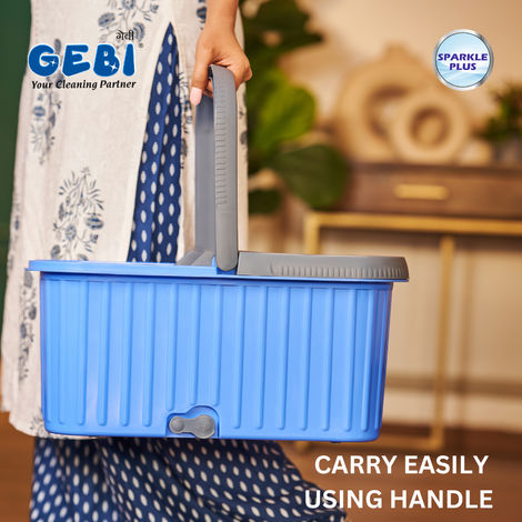 Gebi Sparkle Plus Aqua Bucket Spin Mop With 1 Microfiber Refill (Colour May Vary)