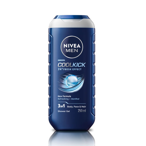 Nivea Men Cool Kick with Refreshing Icy Menthol Shower Gel for Body Face & Hair