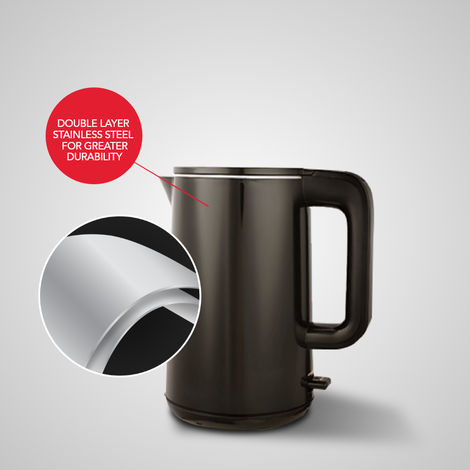 Sharp Electric Kettle 1.5 L EKJ-15DN-B | Glossy Black | Double Layered Stainless Steel Protection