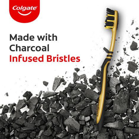 Colgate ZigZag Charcoal Medium Bristle Manual Toothbrush for Adults