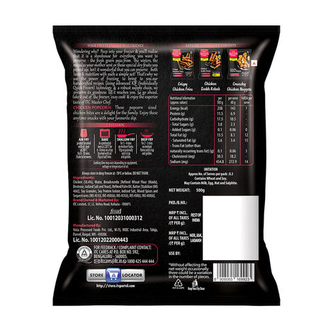 ITC Master Chef Chicken Popcorn | Source of Protein | No Added Preservatives | 55 pieces