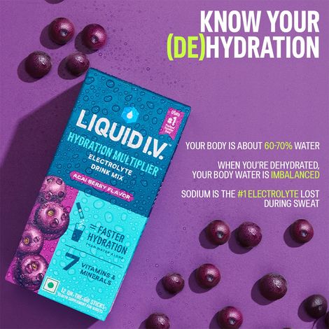 Liquid I.V. Hydration Multiplier - Acai Berry | 3 Sticks | Hydration Drink Mix