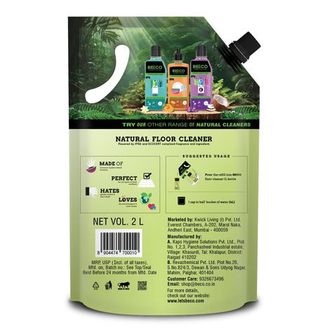 Beco Lemongrass & Basil Freshness Natural Disinfectant Floor Cleaner Refill Pack