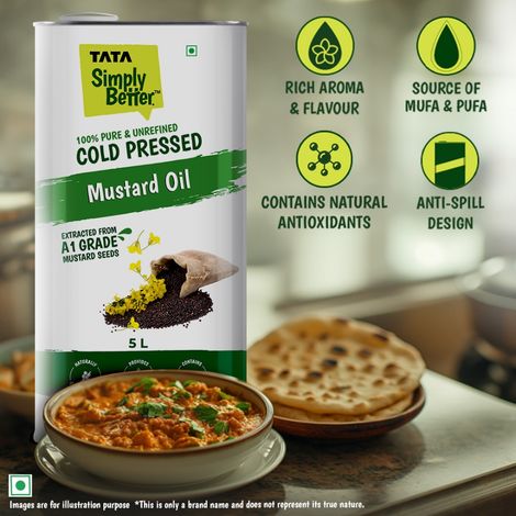 Tata Simply Better Mustard (Sarson) Cold Pressed Oil | Unrefined & Healthy Cooking Oil