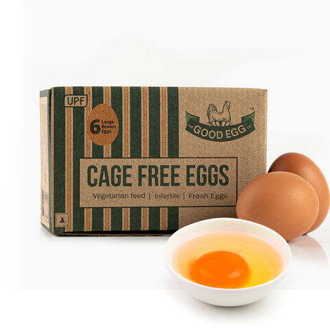 The Good Egg Co. Cage Free Eggs, 6 Pieces - Portein Rich, Veg Feed, Infertile