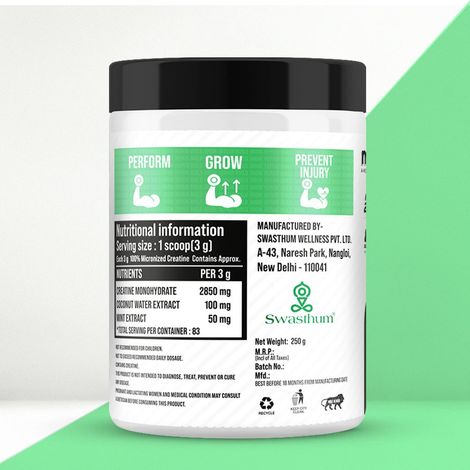 Getmymettle Pure+ Micronized Creatine With Mint & Coconut Water Extract Creatine (Unflavored)