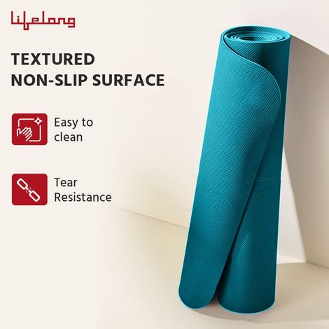 Lifelong Yoga Mat For Women & Men | Eva Material 4 mm | Anti-Slip For Gym Workout - Sea Blue
